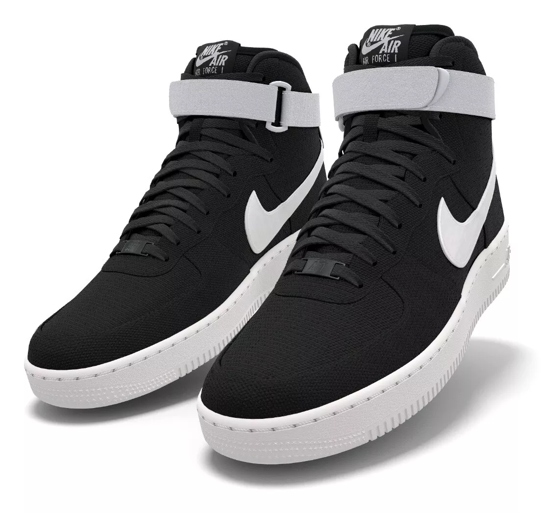 $250 NIB NEW Mens Nike Air Force 1 Black & White Canvas Custom