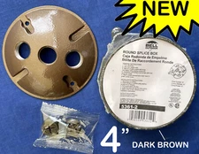 Hubbell Bell 4" Round Weatherproof Electric Splice Metal Box 1/2" Outlets, Cover