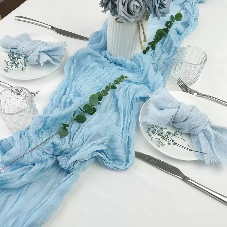 Semi-Sheer Gauze Table Runner, Cheesecloth, Wedding Table Path Tule Layout Event - Image 2 of 3