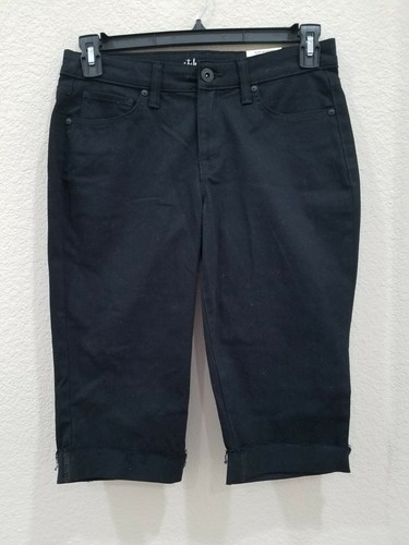 STYLE & CO Black Mid Rise Long Bermuda Skimmers**Raw Cuffed Hem Size 4**NWT**