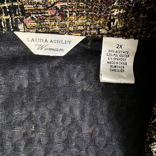 Laura Ashley Woman Top Women's Long Sleeve Print One Button Closure Brown Gold 2 - Picture 2 of 11