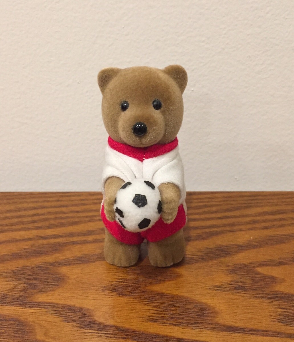 Vintage Russ Berrie Teddy Bear with Soccer Ball Fuzzy
