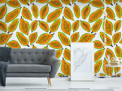 3D Papaya Seamless Wallpaper Wall Mural Removable Self-adhesive 313
