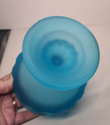 Indiana Glass Kings Crown Compote Candy Dish Frosted Turquoise Blue Satin Mist — photo 4