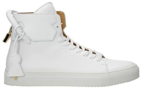 AUTHENTIC BUSCEMI WHITE LEATHER PADLOCK HIGH TOP SNEAKERS  display picture 1