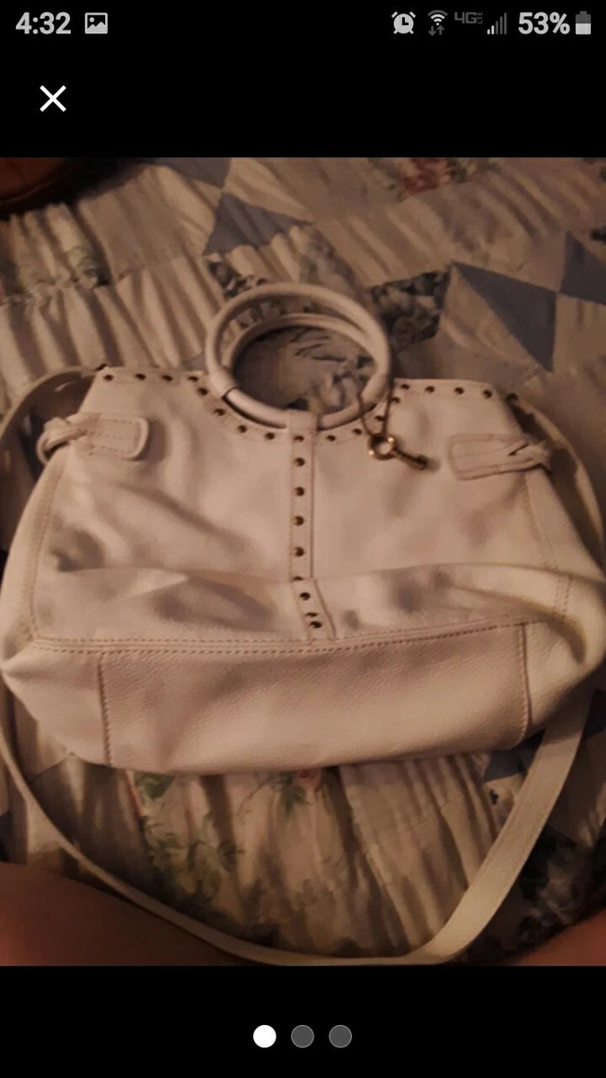 FOSSIL Cream Off White Leather Satchel Shoulder Bag Purse unique