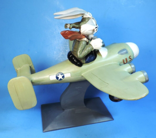 1994 WARNER BROS LOONEY TUNES BUGS BUNNY FIGHTER PLANE / FLYING ACE FIGURINE - Picture 5 of 7