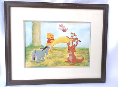 Disney Picture Winnie Pooh Tigger Piglet Eeyore Let's Bounce Framed Print 