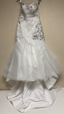 Davids Bridal Strapless Ruched Mermaid Tulle Wedding Dress WG3791 Sz 14 EUC