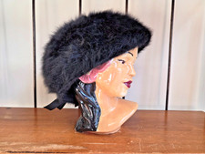 Vintage KANGOL Design Black Furgora Fuzzy Hat Beret Made in England 20"