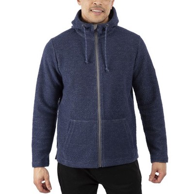 Trespass Mens Scawton Casual Full Zip Textured Knit Warm Fleece Jacket - Navy