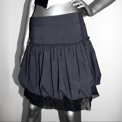 vintage cache cache size 36 parisian b&w striped schoolgirl mini bubble skirt