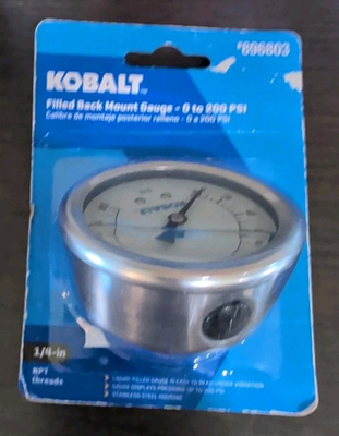 #ad LIQUID FILLED PRESSURE GAUGE 0 200 PSI 2.5quot; FACE 1 4quot; BACK MOUNT NEW KOBALT $6.95