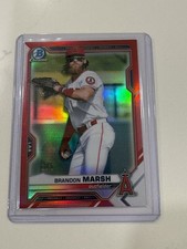 2021 Bowman Chrome Prospects Red Refractor #/5 Brandon Marsh #BCP-112 SP