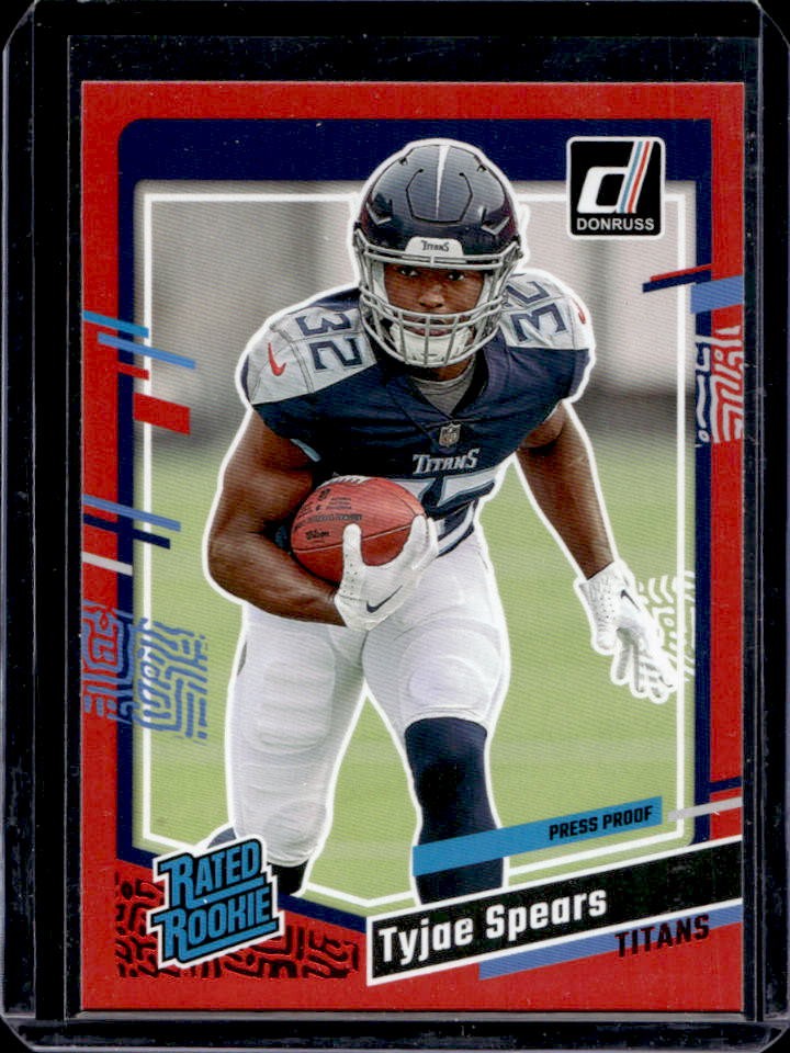 2023 Donruss Tyjae Spears Press Proof Red Rated Rookie #396 Titans