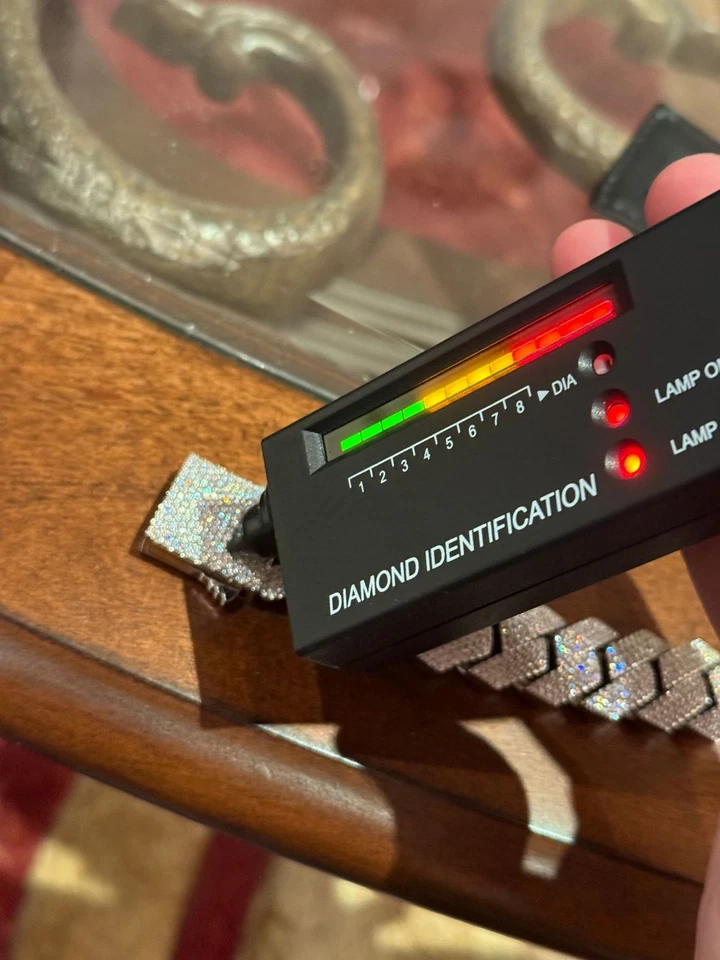 CADENA CUBANA PAVIMENTADA HELADA 20 MM 4 FILAS *PASA PROBADOR DE DIAMANTES* Foto 4 de 4