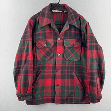 Vintage Woolrich Coat Mens Medium 70s Wool Mackinaw Plaid Hunting Jacket