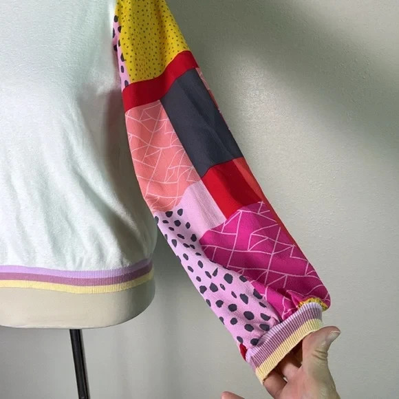 FATE Medium Colorblock Patchwork Sleeve Colorful … - image 6