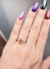 s925 sterling silver Natural Citrine ring. Stone Size 7 7mm