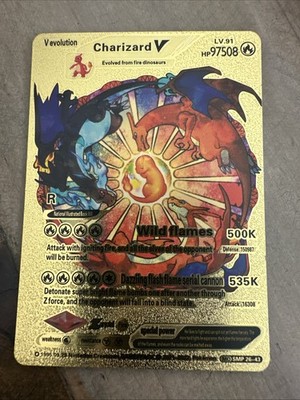 Charizard V Gold Foil Collectible Card HP 97508 Wild Flames Attack