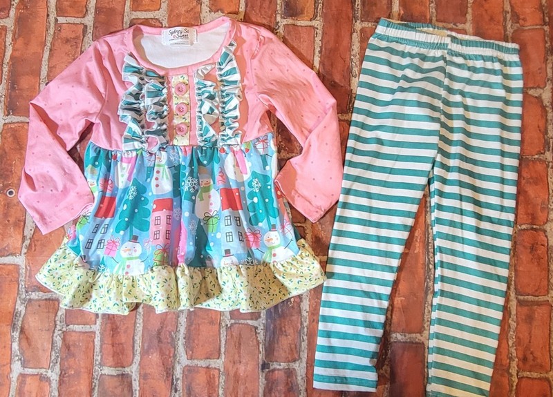 Sydney So Sweet Boutique Girls Christmas Set Sz Small 4 Snowman