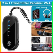 Dual Link Bluetooth Transmitter Receiver for Airplane 2-in-1 Bluetooth Adapter