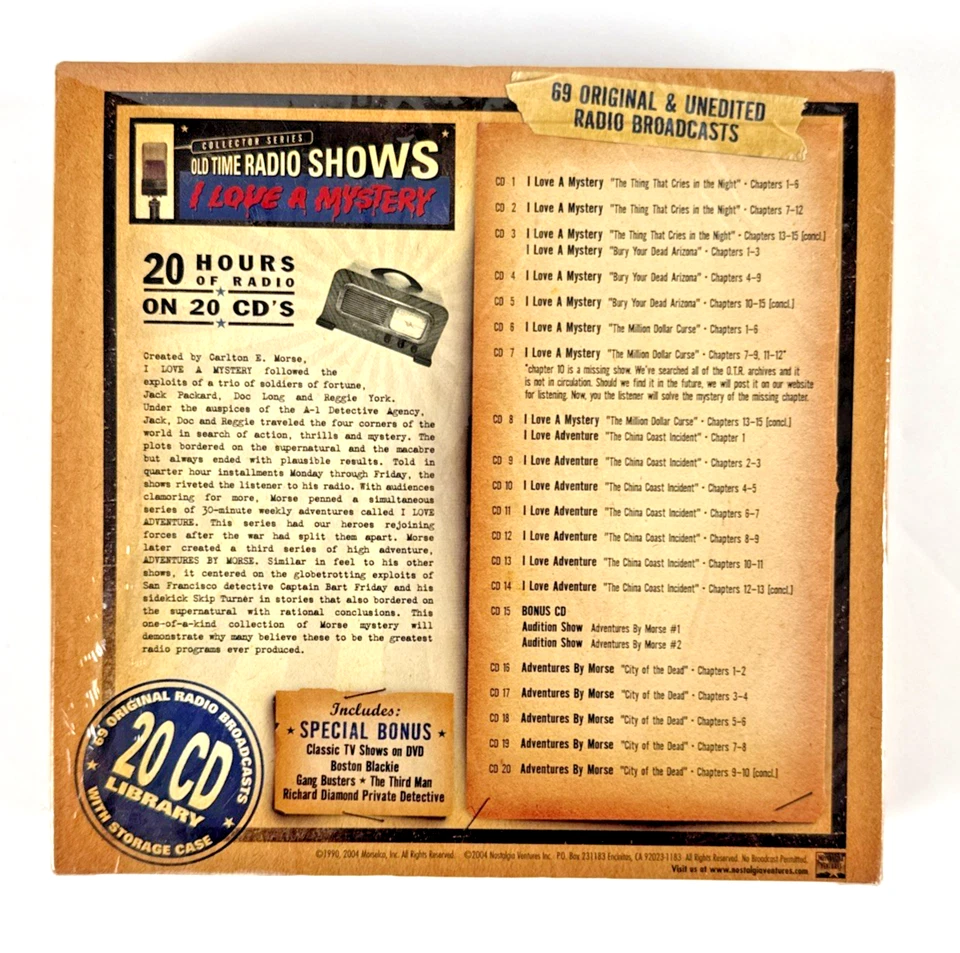 I Love A Mystery 20 CD Box Set + Bonus DVD Old Time Radio Shows NEW Sealed - Image 4 of 4