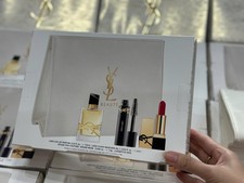 PRESALE YSL BEAUTY 4P Gift Set White Bag Pouch Rouge Lipstick Mascara LibreEDP
