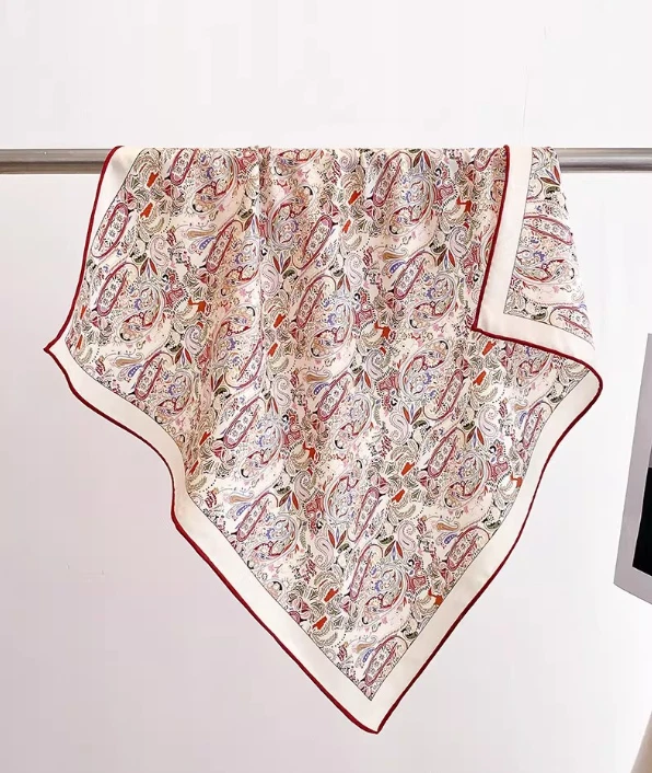 70% Cashmere 30% Silk Scarf Neckerchief Shawl Bandana 26'' cashew Print Wrap