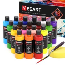Acrylic Paint Set, 8.45oz 18 Colors Acrylic Paint Large Bottle Set, Rich Pigm...