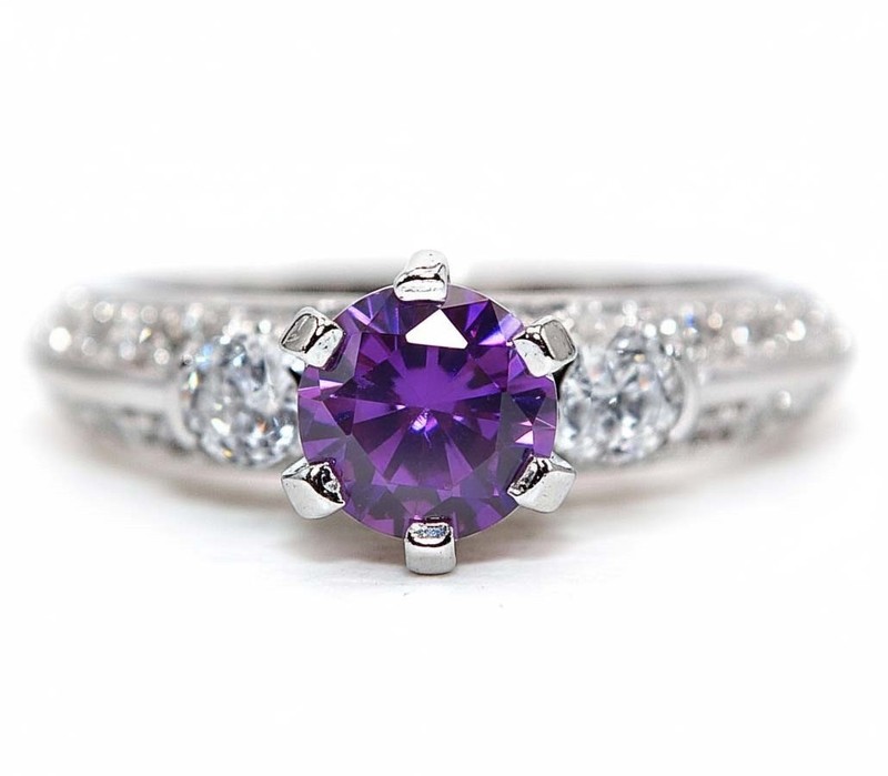 2CT Amethyst 925 Sterling Silver Ring Jewelry Sz 6 NF1-4