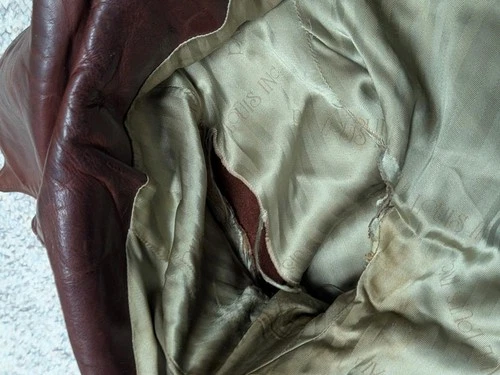 1950s vintage HORSEHIDE brown leather BELTED coat 38 jacket MOTORCYCLE norfolk image 12