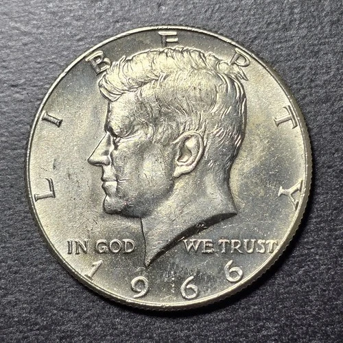 1966 KENNEDY HALF DOLLAR 40% Silver Coin - Uncirculated? Constitutional Round AU