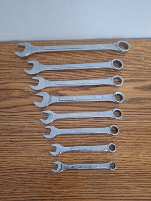 Vintage Lot of 8 Open End Wrenches Drop Forged Steel Taiwan Sizes Pictured 