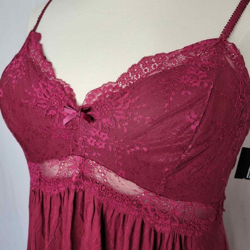 INC Lace Cup Long Nightgown Rhododendron Red Plum NWT Plus Size 2X - Picture 5 of 10