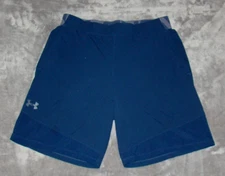 Under Armour Mens Large Fitted Heatgear Blue Training Gym Shorts