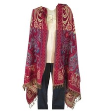 Blanket/Throw  Yak Wool Blend Nepal Handmade Over-Sized  Red