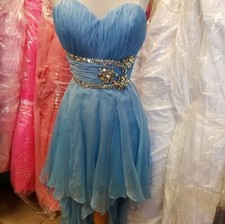Bibian USA prom cocktail homecoming party hi low light blue dress size M NWT