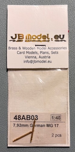 RB-MODEL 48AB03 - 7.92mm GERMAN MG 17 BARREL (2pcs) - 1/48 METAL BRASS - Foto 3 di 3
