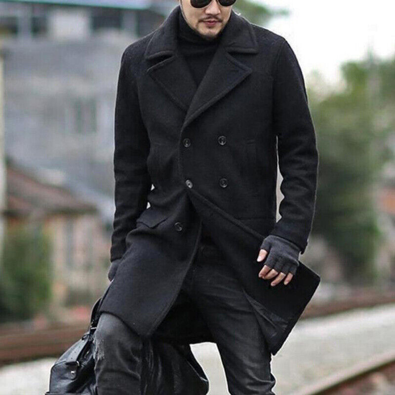 Men's Double-Breasted Lapel Trench Coat Men's Double-Breasted Lapel Trench Coat
