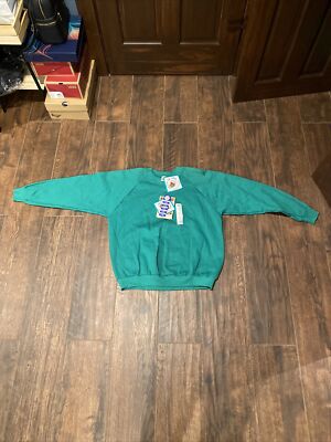 NOS Fruit of the Loom Sweatshirt Womens Large Green Fuller Cut Top Crew Neck