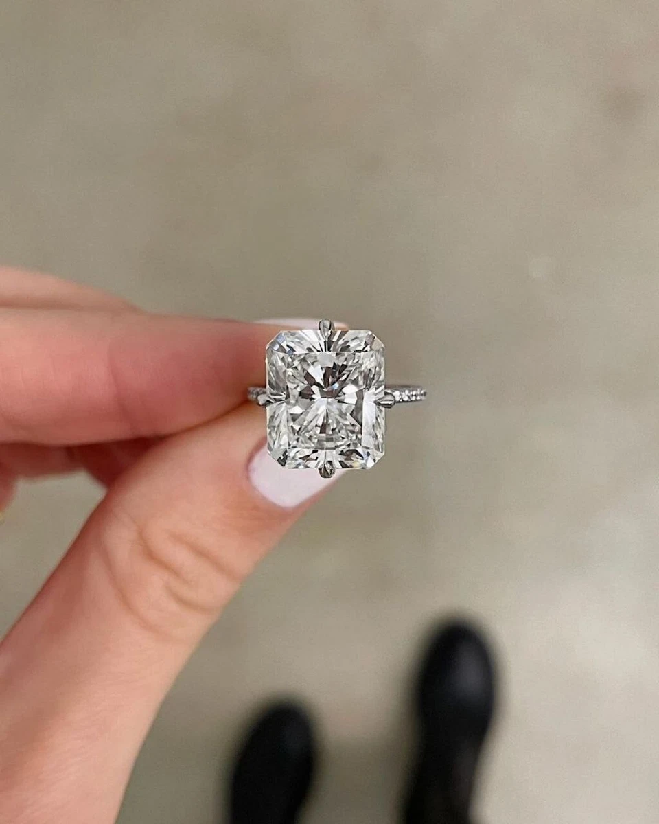 7 ct Radiant Cut Cubic Zirconia Big Gift Engagement Ring 925