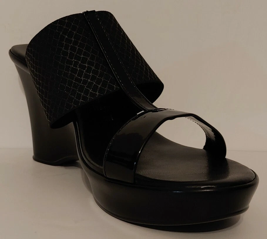 NEW!!  Contesa Black Wedge Sandals 3"  Wedge Heels Size 9W US 39W EUR - Image 3 of 3