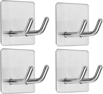 Adhesive Hooks, Stainless Steel Razor Holder Towel Hook for Bathroom Heavy Duty 