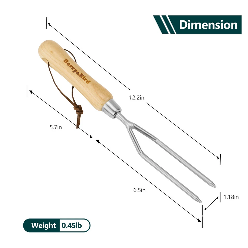 Berry&Bird Garden Hand Fork Double Tine Hand Fork 10 Years Warranty For Digging - Image 2 of 4