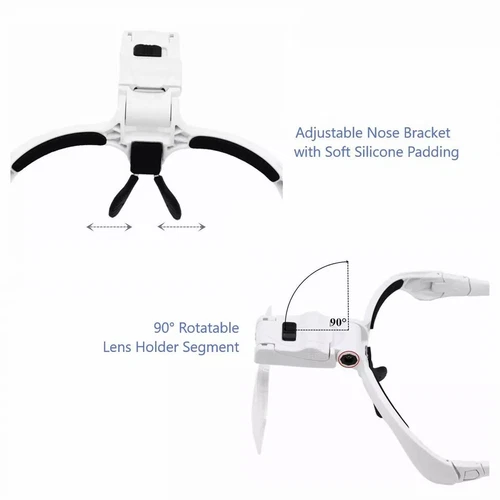 Magnifying Glass LED Light Head Loupe Jeweler Watch Bright Magnifier with 5 Lens - Picture 9 of 13