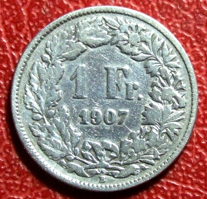 Switzerland 1 Franc Helvetia standing 1907 silver coin | eBay