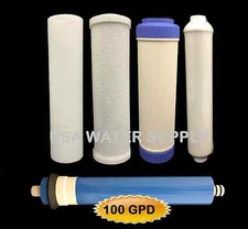 REVERSE OSMOSIS RO 5 FILTERS/MEMBRANE REPLACEMENT SET 100 GPD - 5 PCS SET 