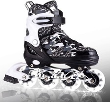 Kuxuan Skates Adjustable Inline Skates Kids Small Size 10-13 Black Camo With Bag
