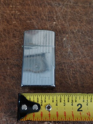 Vintage Zippo Lighter Slim 1959 Striped Both Sides No Monogram